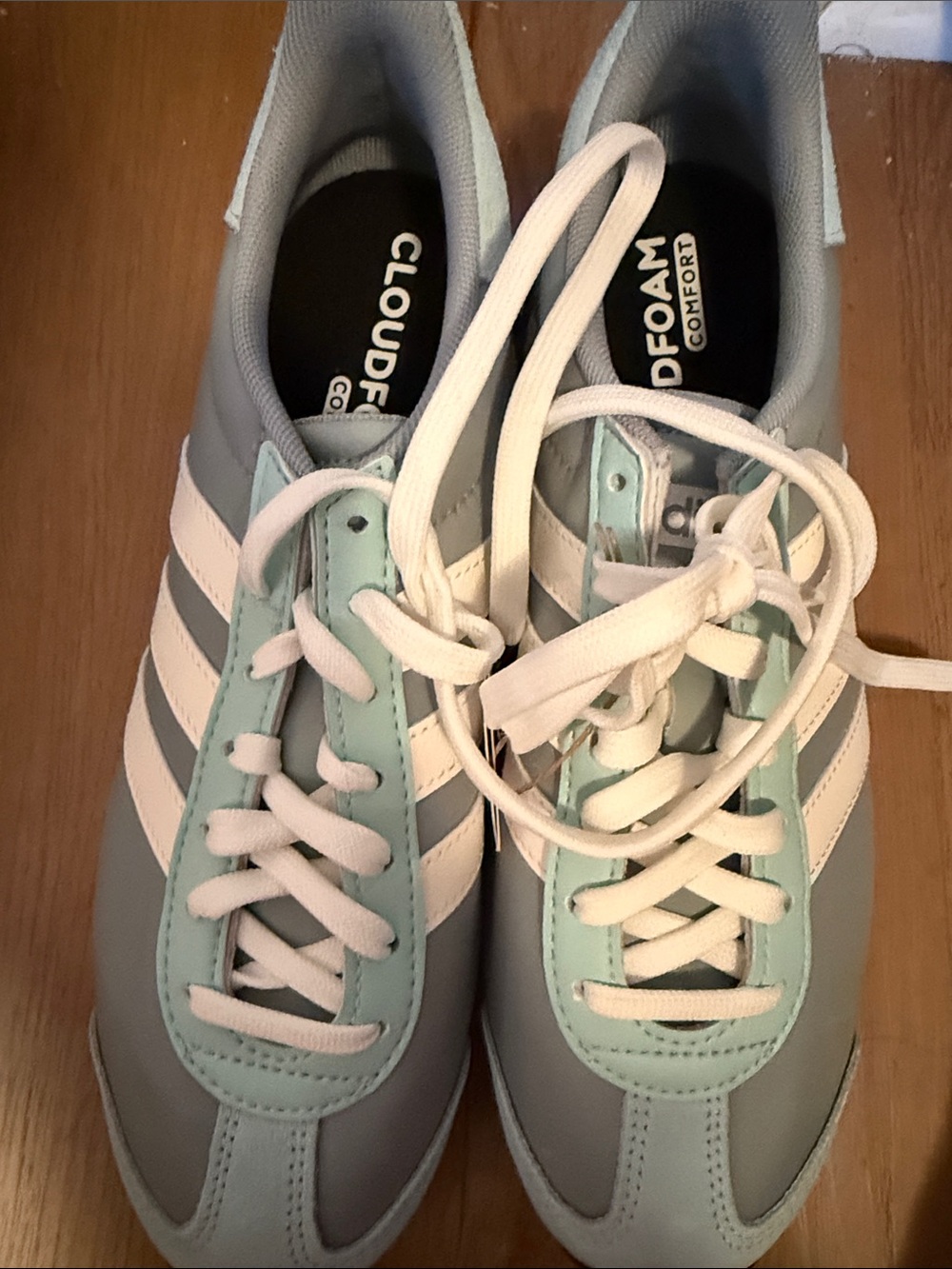 adidas Runvista Mint Green and White Classic Three-Stripe Sneakers